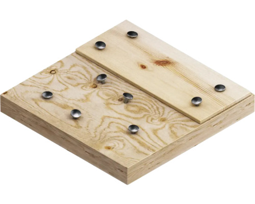 Houten platen verbonden met metalen spijkers