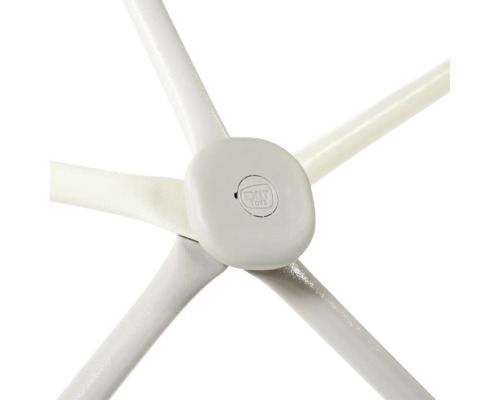 Detailopname van een trampolineframe met het Exit Toys logo