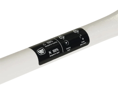 Productinformatie: 100 procent recyclebaar, 100 procent repareerbaar, klimsteen, frame, schroeven en moeren