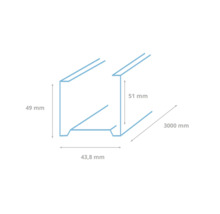 Illustratie van een wandprofiel met afmetingen