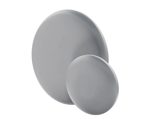 Twee ronde, grijze meubelknoppen van verschillende grootte