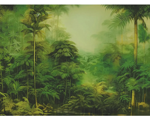 A.S. CRÉATION Vliesbehang 39705-1 Jade 2 jungle Dichte begroeiing met palmen en tropische planten