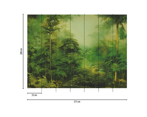 Fotobehang met jungle motief en maatvoering 371 bij 280 cm