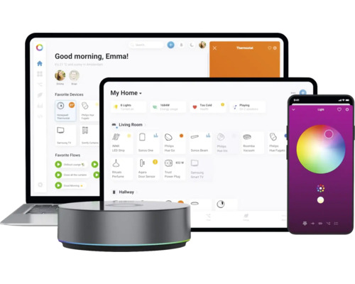 Smart Home bediening op laptop, tablet en smartphone