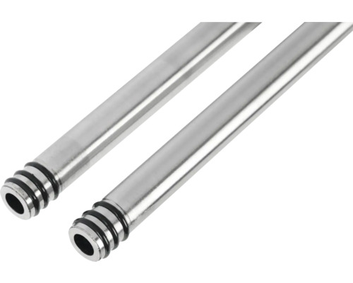 Twee metalen buizen met gegroefde uiteinden