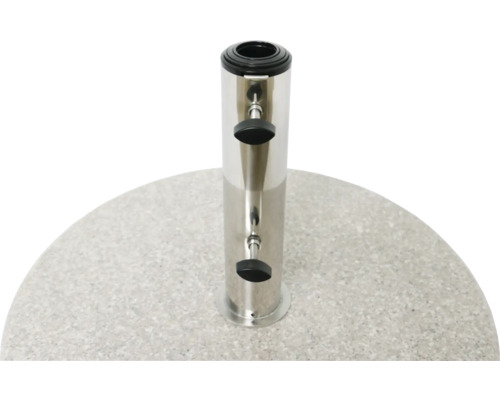 Parasolvoet van staal en steen