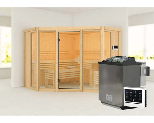 Sauna met saunakachel en saunabediening
