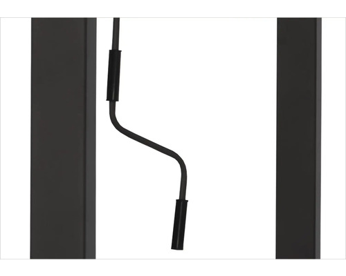 Decoratief verlichtingselement met smalle kabel tussen twee verticale elementen