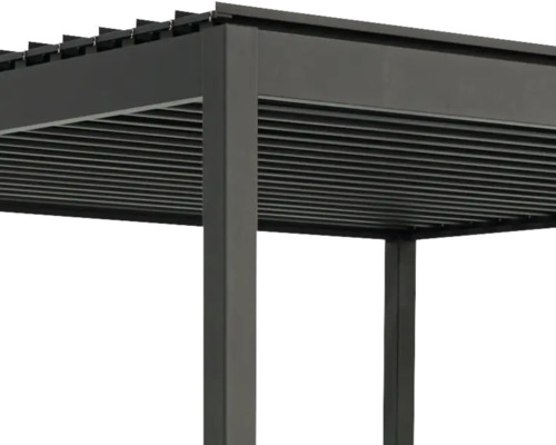 Detailaanzicht van een vrijstaande terrasoverkapping met lamellendak