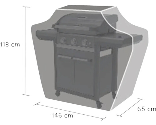 Beschermhoes voor barbecue met afmetingen 118 x 146 x 65 cm