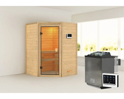 Sauna met saunakachel en saunabesturing