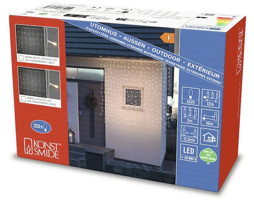 Verpakking van een Konstsmide lichtsnoer voor buiten met 320 LEDs