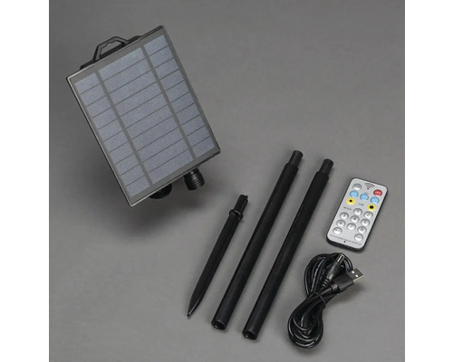 Zonnepaneel met grondpen, verlengstukken, USB-kabel en afstandsbediening