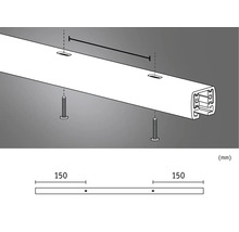 Installatie-instructies voor een gordijnrail met schroeven en afmetingen