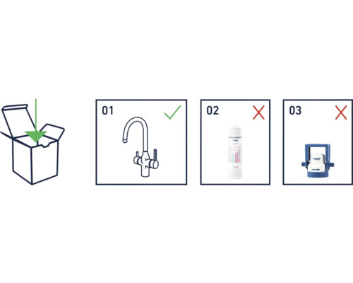 Afbeelding met instructies voor de correcte installatie van het product