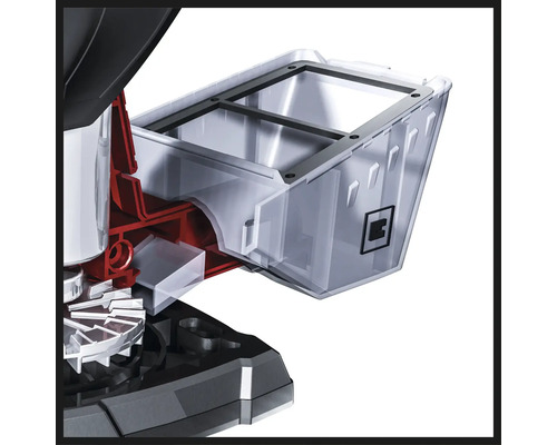 Gedetailleerde opname van de opvanginrichting van een verstekzaag