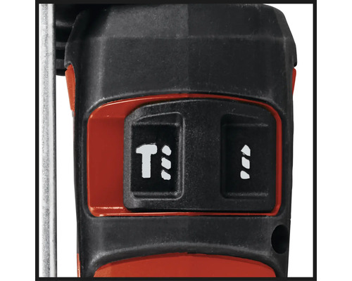 Detailopname van een decoupeerzaag met schakelaars voor het instellen van het aantal pendelbewegingen