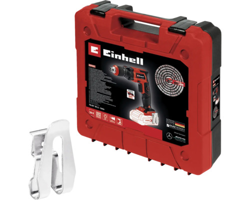 Einhell TE-DY 18 Li-Solo gipsplaatschroevendraaier in rode gereedschapskoffer met riemclip