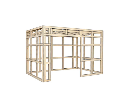 Houten frameconstructie voor een gebouw