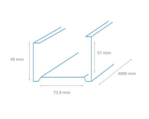 Technische tekening van een metalen profiel met maatvoering