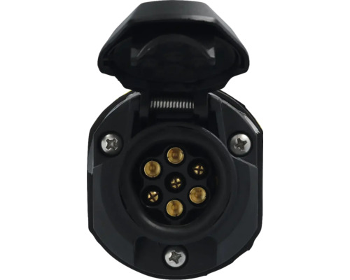 Zevenpolige aanhangerstekkerdoos met open deksel