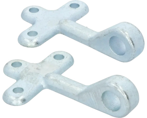 Twee metalen buisklemmen met bevestigingsgaten