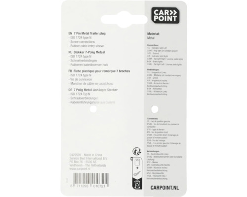 Metalen aanhangerstekker met zeven polen