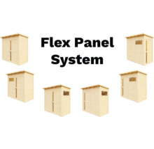 Flex Panel System tuinhuis van hout met raam en deur