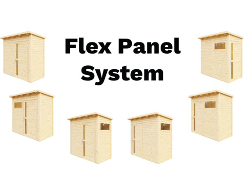 Flex Panel System tuinhuis van hout met raam en deur