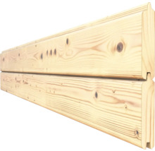 Detail van twee houten blokhutprofielen