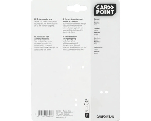 Aanhangerslot voor aanhangerkoppeling met een diameter van 50 millimeter