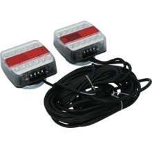 Twee magnetische led-achterlichten met kabelhaspel voor aanhangwagens