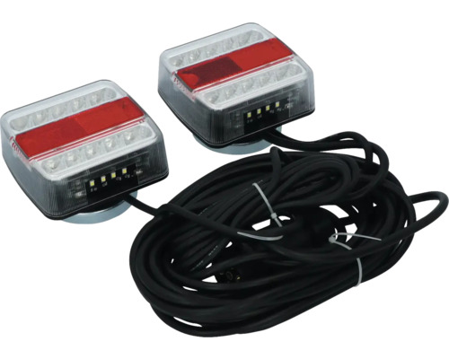 Twee magnetische led-achterlichten met kabelhaspel voor aanhangwagens