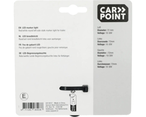 Carpoint LED breedtelicht links voor aanhanger, 72 mm diameter