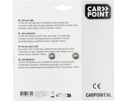 Carpoint LED achterlicht 12/24V met E-keurmerk