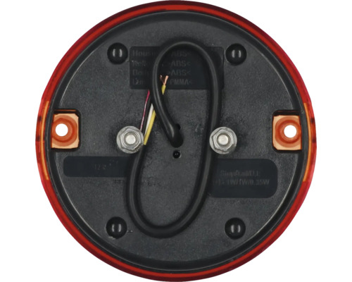 Achterkant van een rond achterlicht met kabelaansluiting