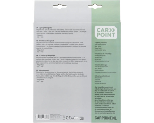 Magnetische achterlichtset met kentekenplaatverlichting en 7,5 meter kabel