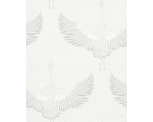 MARBURG Vliesbehang 34528 Kumano kraanvogels wit Behang met kraanvogelpatroon