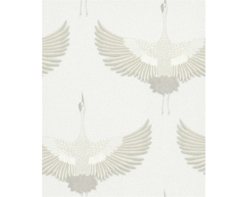 MARBURG Vliesbehang 34529 Kumano kraanvogels wit Behang met kraanvogelmotief