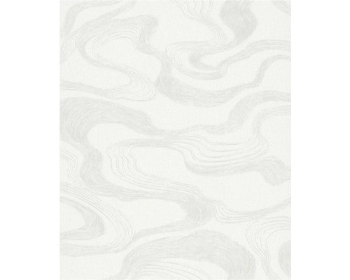 MARBURG Vliesbehang 34534 Kumano abstract wit Wit behang met golvend patroon