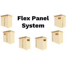 Flex Panel System met houten tuinhuizen