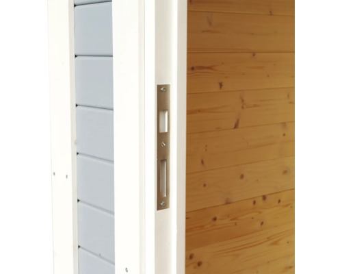 Detailopname van een deur met slotvanger in het deurkozijn