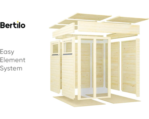 Bertilo tuinhuis bouwpakket met element systeem weergave