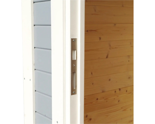 Detailaanzicht van een slot op een houten deur