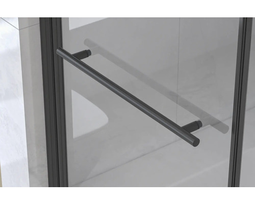 Detailopname van een douchecabine met handgreep