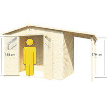 Houten tuinhuis met een hoogte van 188 cm en een luifel van 179 cm