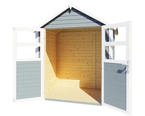 Open houten tuinhuis met dubbele deur