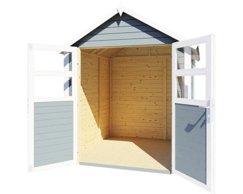 Open houten tuinhuis met dubbele deur