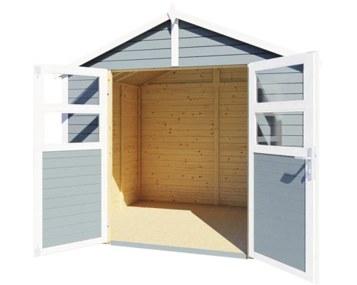 Open houten tuinhuis met dubbele deur