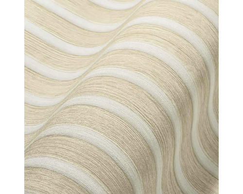 Close-up van een beige behang met streepjesmotief